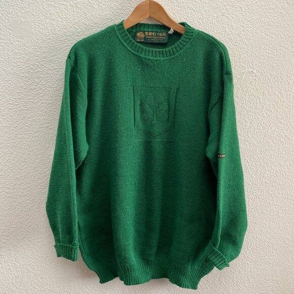 VTG Blarney Castle Pure New Wool Irish Knitwear Ireland Crew Neck Sweater XL - Picture 1 of 4